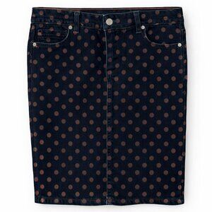 Pilcro Polka Dot Denim Skirt A Line Blue Jean Skirt Size 29 Anthropologie